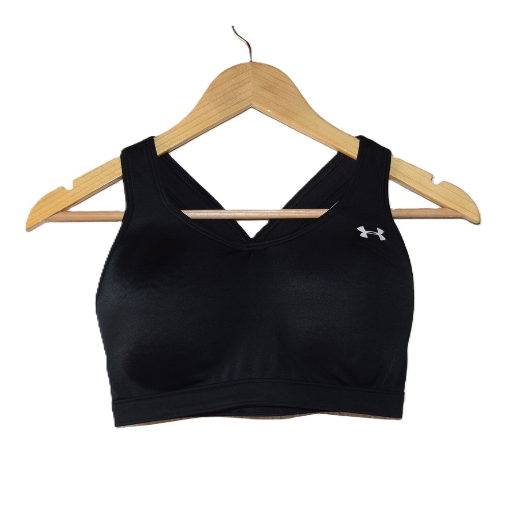 Under Armour Sports Bra Womens Medium Black Excellent Crossback Mesh Padded